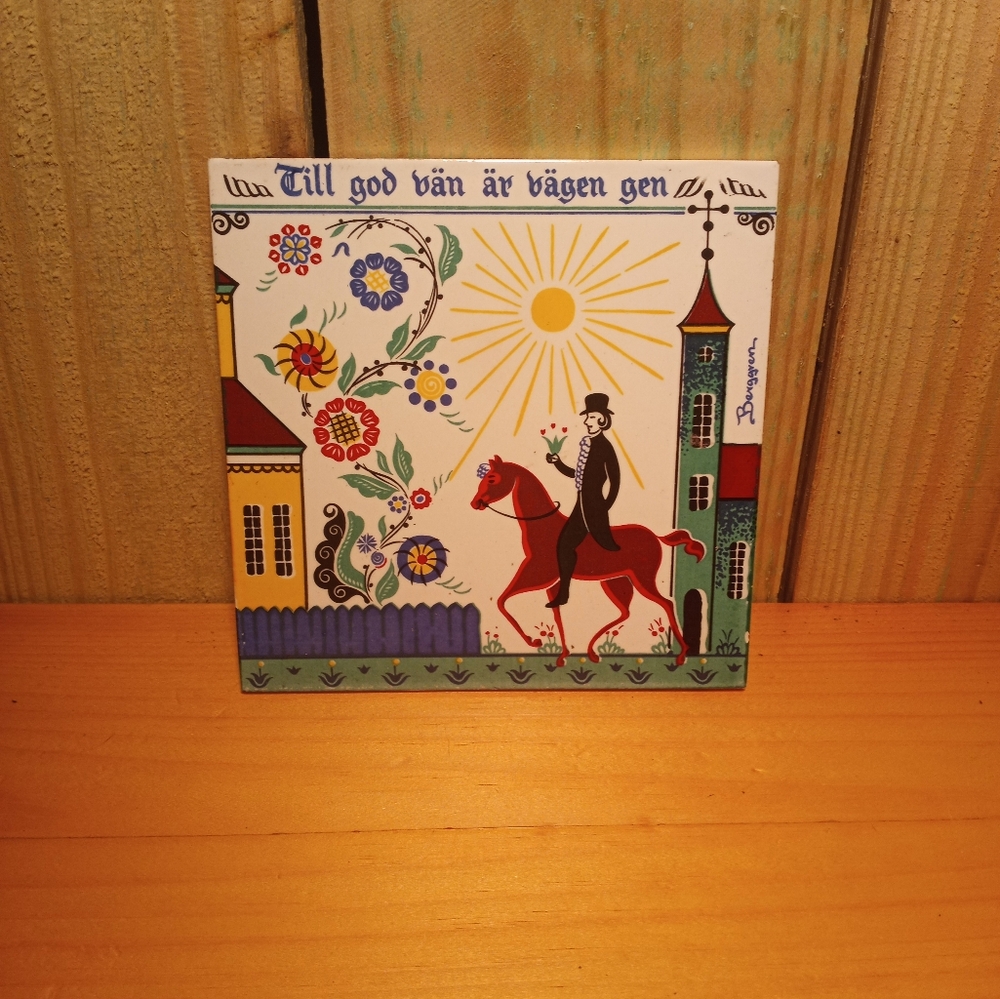Colorful Tile Swedish Folk Art Wall Decor